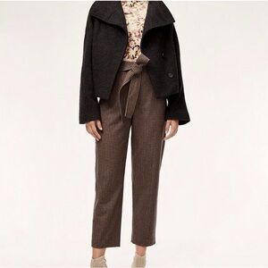 Aritzia Wilfred- Brown Plaid tie front pants- size 0